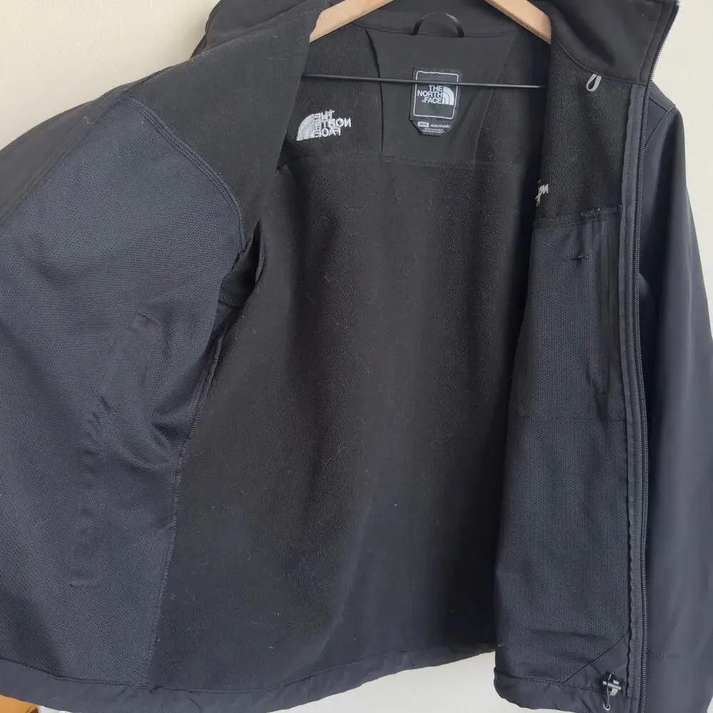 The North Face Men Size Medium Black Softshell Zipper Jacket Coat Lightweight
